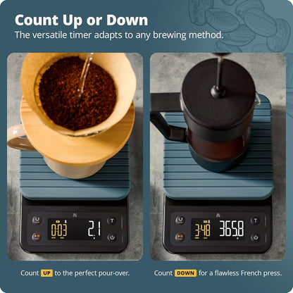 Greater Goods Coffee Scale with Timer – 0.1g Precision Digital Coffee & Espresso Scale for Pour-Over, Coffee Bean Weighing, Barista Brewing, Waterproof Cover, 3kg Capacity (Onyx Black)