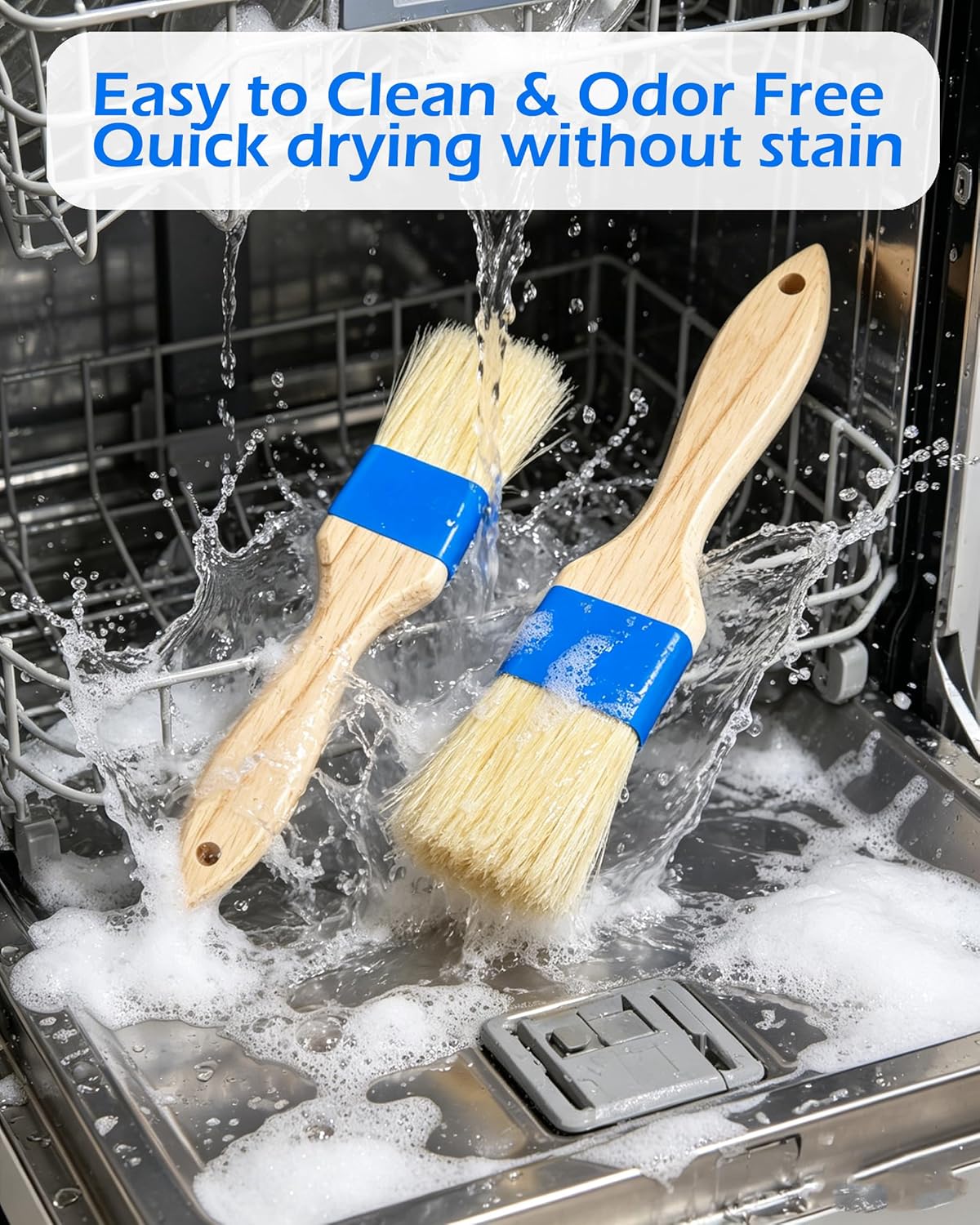 Natural Boar Bristle Pastry Brush,Heat Resistant Basting Brush for Cooking, BBQ, Baking, Food Grade Wooden Handle Oil Brush for Egg Wash, Butter,Marinade, Sauce, Dishwasher Safe(1",1.5",3PC)