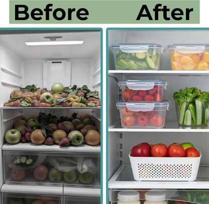 RockBerry 50 Pcs Large Food Storage Containers with Lids Airtight-85 OZ to small Containers-Total 526OZ Stackable Kitchen Set -BPA Free Leak proof containers- Freezer Microwave safe