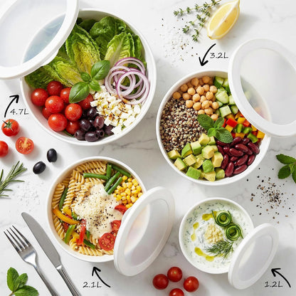 BoxedHome Mixing Bowls with Lids - 8 Piece Plastic Nesting Bowls Set includes 4 Prep Bowls and 4 Lids, Microwave and Dishwasher Safe, Green