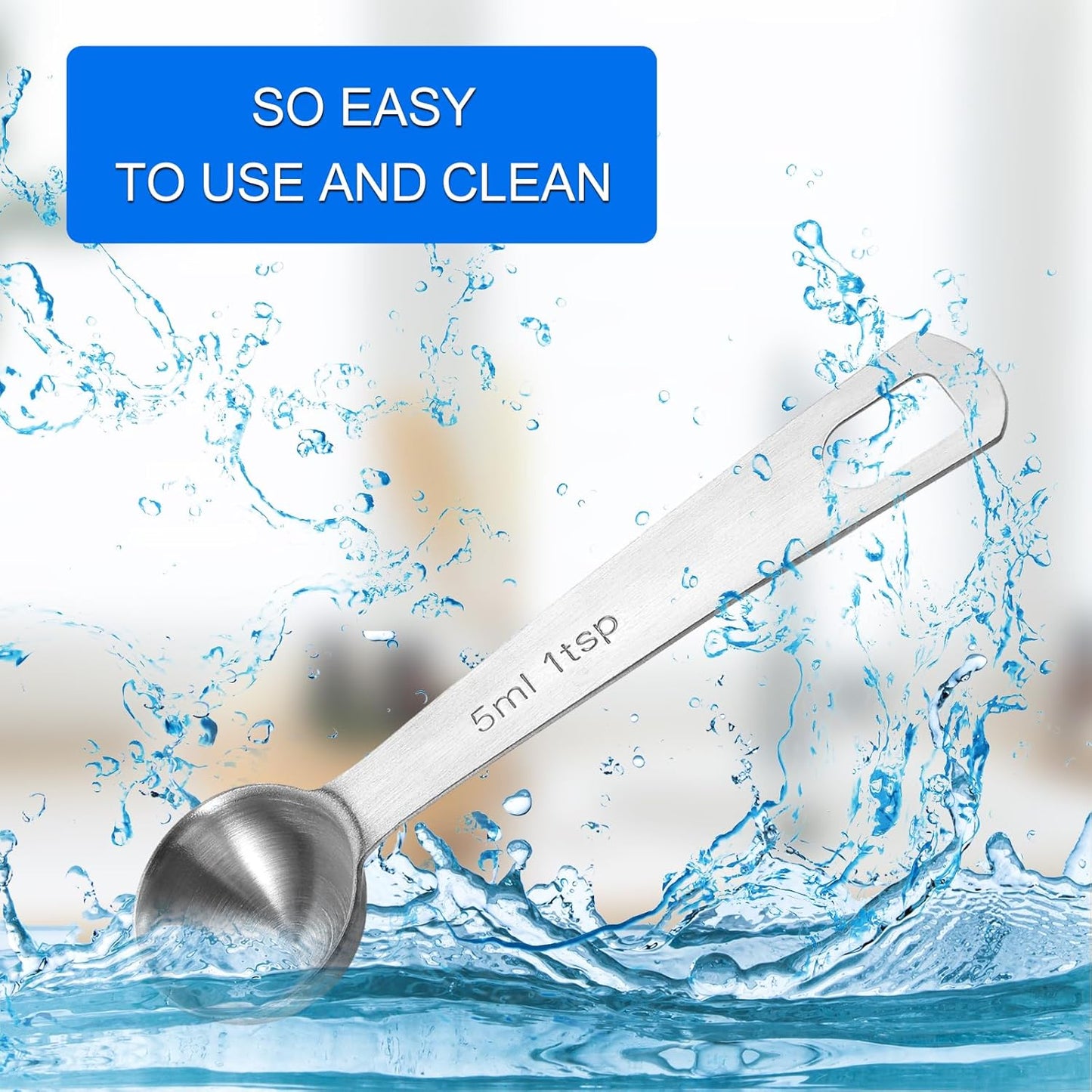2 Pcs 1 Teaspoon Scoop Measuring Spoon Stainless Steel Teaspoons (5ml) Coffee Scoop and Tablespoon Measuring Spoon Metal Kitchen Gadgets for Cooking and Baking