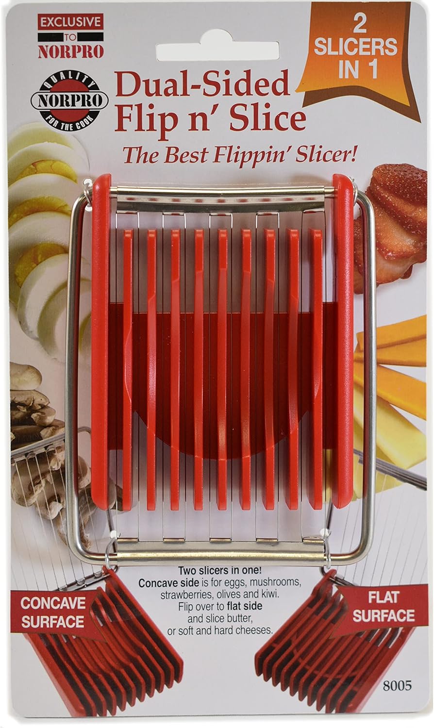 Norpro Dual Sided Flip N'Slice Slicer, Red, 4.25" x 3.25" x .88"