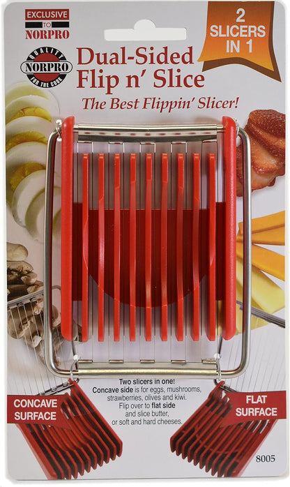 Norpro Dual Sided Flip N'Slice Slicer, Red, 4.25" x 3.25" x .88"