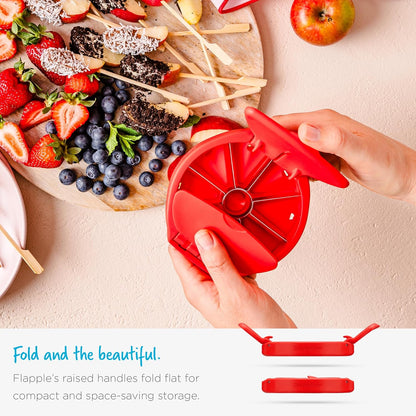 Dreamfarm Flapple Fold-Flat, Space-Saving Apple Corer & 8-Piece Apple Slicer - Red