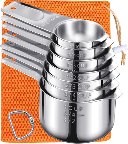 20PCS Measuring Cups and Spoons Set, Stainless Steel Stackable Nesting Measuring Set with Leveler for Baking, Cooking, Dry & Liquid Ingredients