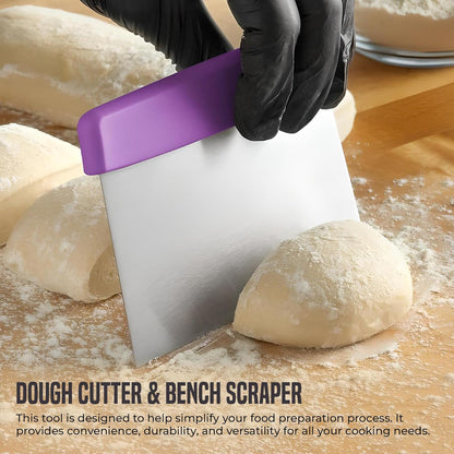 OCS Parts 3-Pack 6" Stainless Steel Dough Cutter and Bench Scraper | White Handle | Cutter for Pizza Dough, Bread, and Pastry Dough | Multipurpose Kitchen Utensil