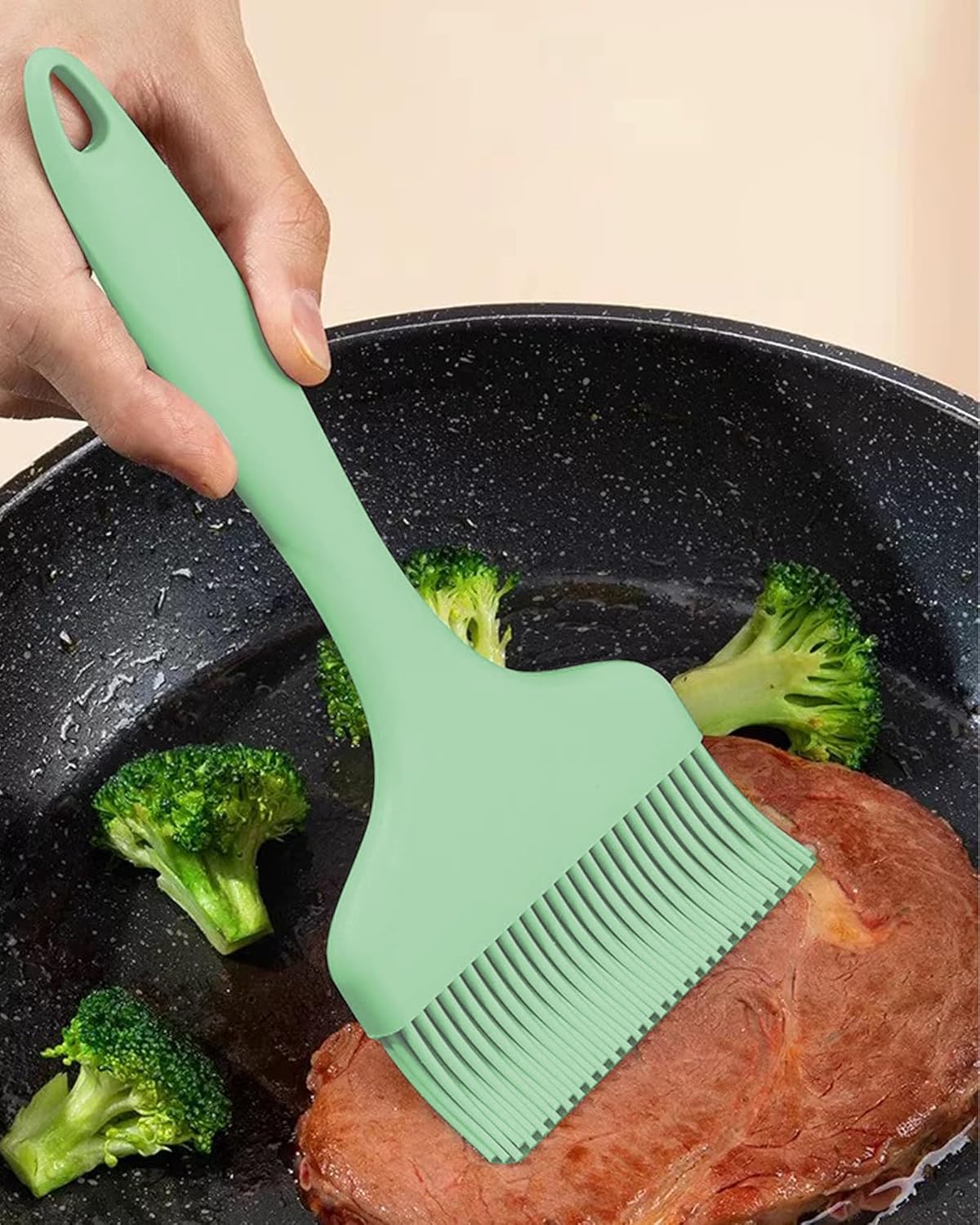 2Pcs Silicone Basting Pastry Brush - Heat Resistant Cooking Brushes Food Brush for Oil, Sauce, BBQ, Baking Outdoor Grill Dishwasher Safe – Green