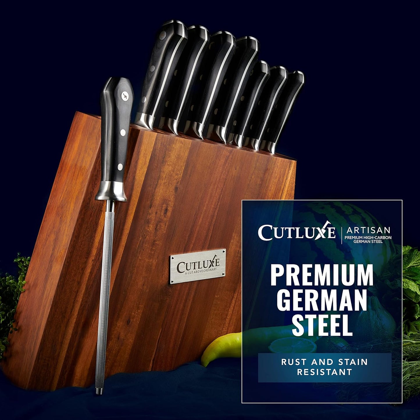 Cutluxe Kitchen Knives, 5 Pcs Chef's Knife Set – Razor Sharp German Steel, Full Tang, Ergonomic Handles – Artisan Series