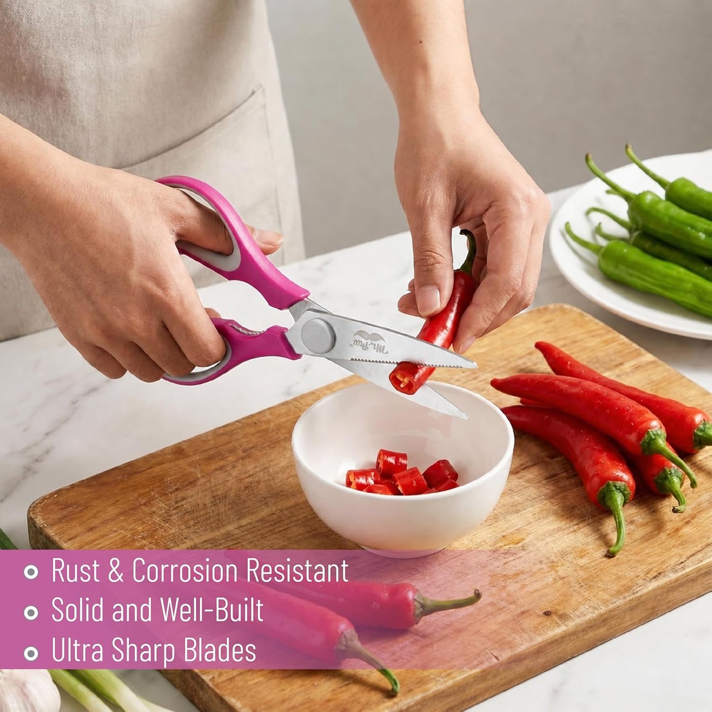Mr. Pen- All Purpose Kitchen Shears with Protective Sheath, 8 Inch, Dishwasher Safe, Stainless Steel Food Scissors with Micro-Serrated Blades, Soft Grip Comfort Handle, Durable Utility Kitchen Shears