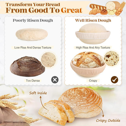 Sourdough Starter Kit, Sourdough Bread Baking Supplies, Bread Proofing Basket, Sourdough Kit for Modern Home and Kitchen, Sourdough Bread Basket, Sour Dough Kit Tools, Bread Making Tools Kit