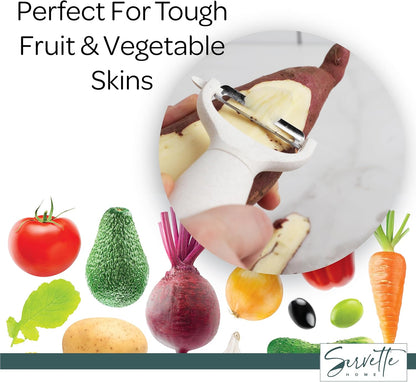 Fruit and Vegetable Peelers with Stainless Steel or Ceramic Blades, Wheat Straw Handles (Ceramic)
