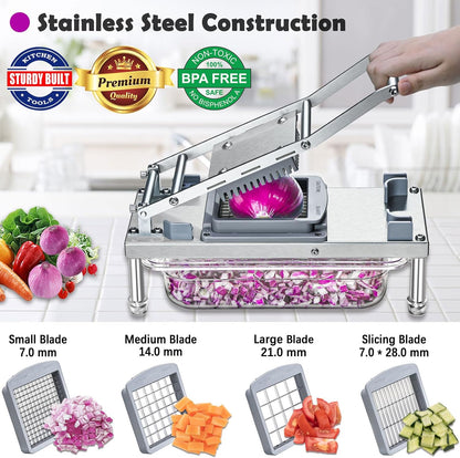 Vegetable Chopper, Veggie Chopper With 8 Blades, Onion Cutter with Container, Pro All-in-1 Food Dicer, Mandoline Slicer, Stainless steel materials Salad Grater