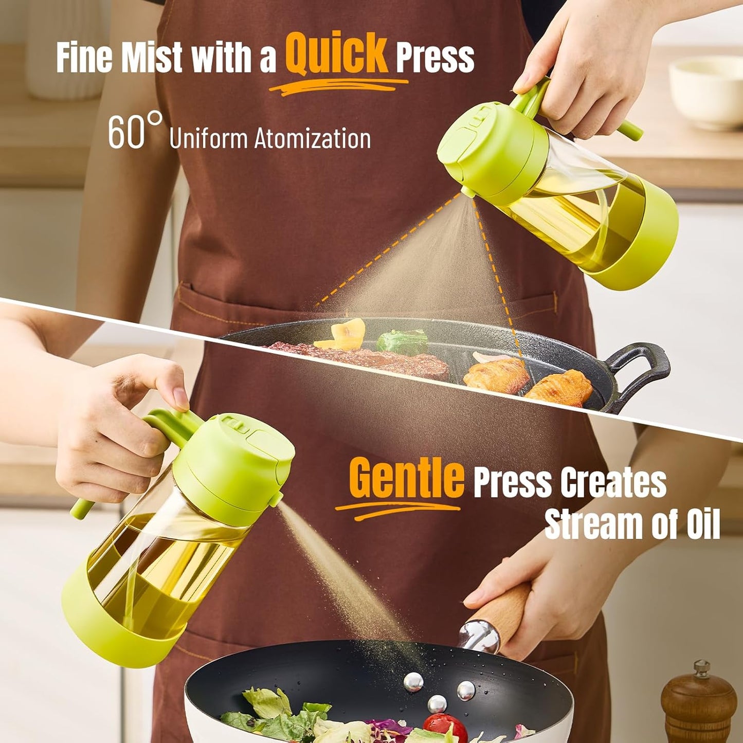 PARACITY 2 in 1 Oil Dipenser Bottle with Silicone Bottom (Black-2PCS)