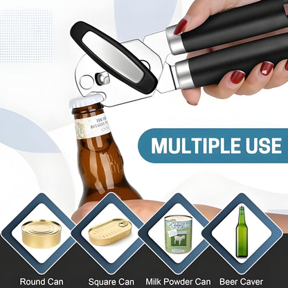 Heavy-Duty Can Opener – Stainless Steel Smooth-Glide Manual Can Opener for Cans & Bottles | Sharp Cutting Wheel, Ergonomic Non-Slip Handles, Rust-Proof Kitchen Tool.