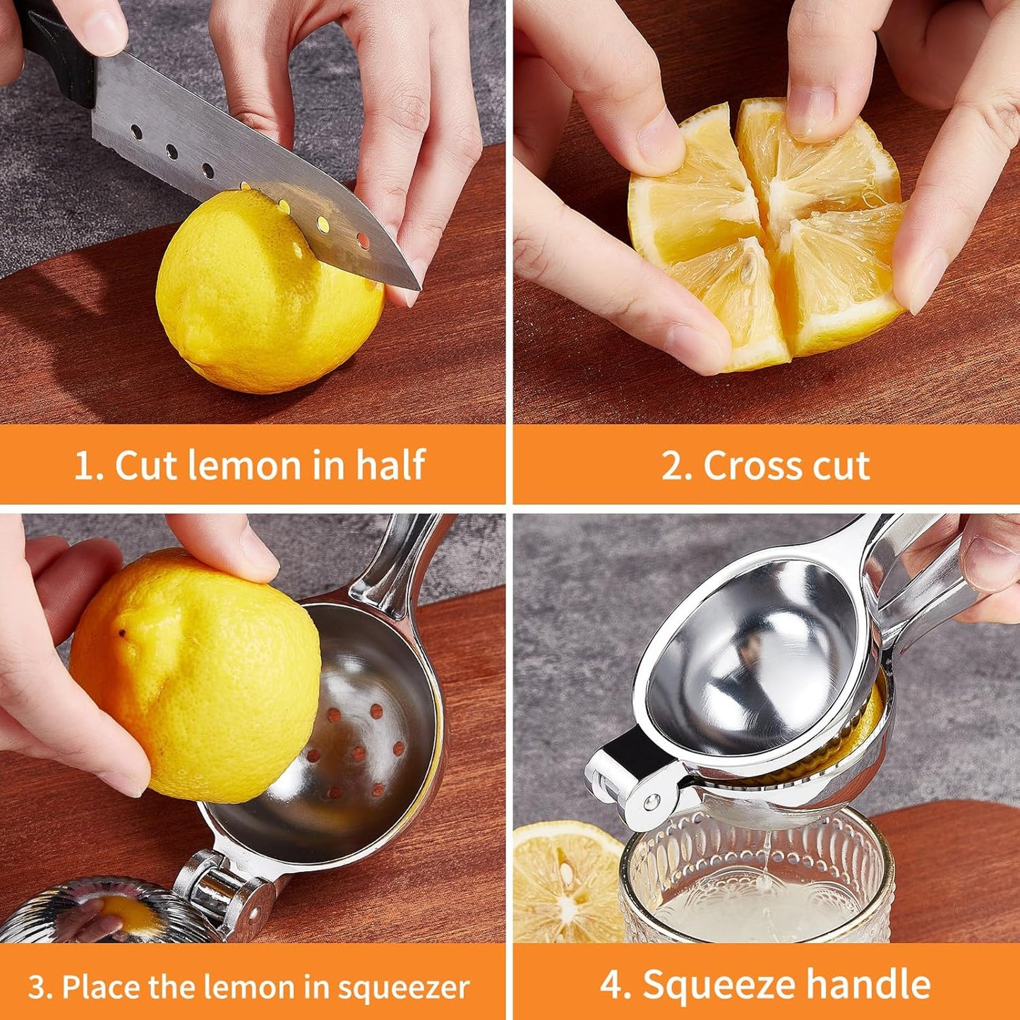 GIUOIDUOPremium Lemon Squeezer, Large Heavy Duty Handhelp Juicer for LemonSqueezer, Stainless Steel Hand Press Citrus Juicer, Lime Squeezer Bar Tool, Manual Citrus Press