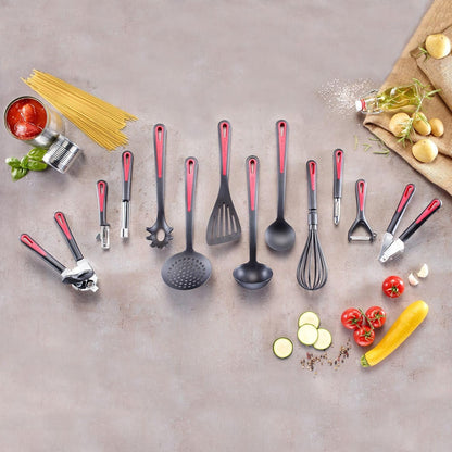 Westmark Gallant Plus 29392270 Garlic Press with Two Press Inserts: Fine and Coarse, Plastic/Stainless Steel, Black/Red/Silver