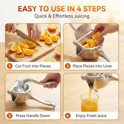 Hand Juicer Squeezer, Heavy Duty Manual Fruit Press for Pomegranate, Orange, Commercial Metal Citrus Juicer, Large Juice Squeezer for Lime, Grapefruit, Watermelon, Aluminum Alloy Extractor