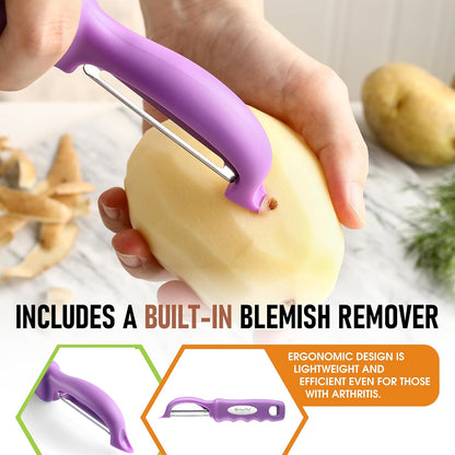 Spring Chef Premium Swivel Vegetable Peeler, Soft Grip Handle and Ultra Sharp Stainless Steel Blades - Perfect Kitchen Peeler For Veggie, Fruit, Potato, Carrot, Apple - Pink Lemonade
