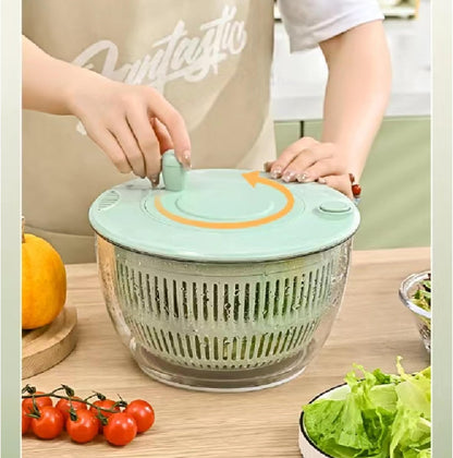 Rank Rover Salad Spinner for Washing & Drying Vegetables and Fruits, Lettuce Spinner with Clear Bowl & Inner Basket, Vegetable and Fruit Washing Dryer for Kitchen