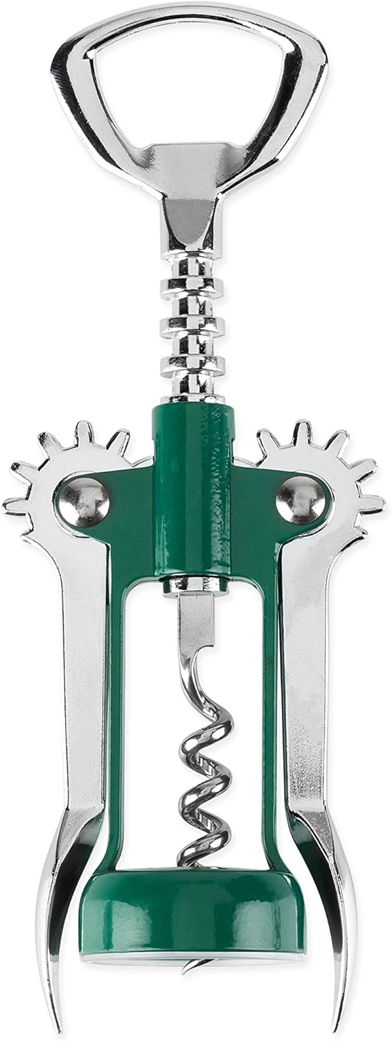 True Soar Winged Corkscrew Wine Opener, Multi-Purpose Bottle Opener for Beer and Soda, Stainless Steel with Chrome Finish, Easy to Remove Cork for Bartenders, Home Bar, Kitchen, Set of 1, Blue