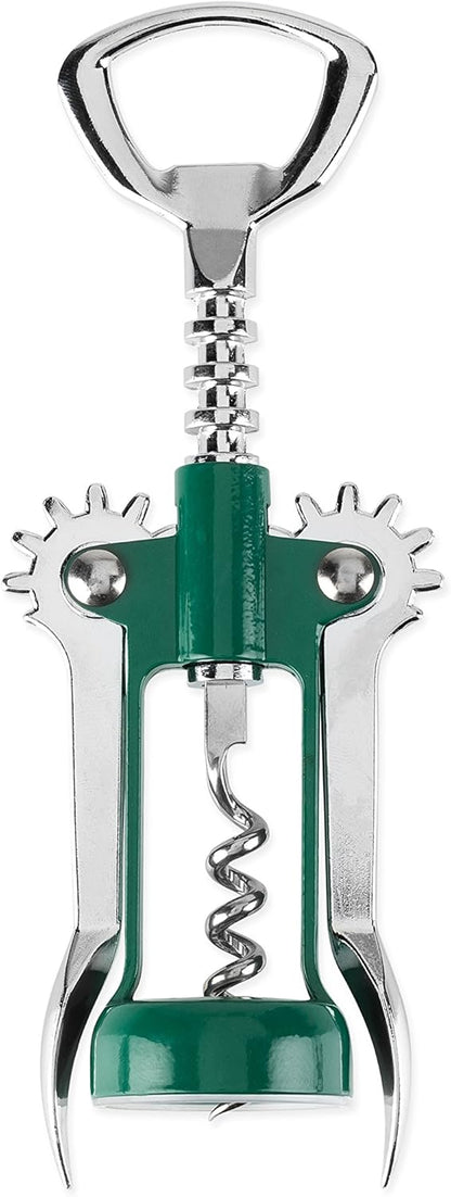 True Soar Winged Corkscrew Wine Opener, Multi-Purpose Bottle Opener for Beer and Soda, Stainless Steel with Chrome Finish, Easy to Remove Cork for Bartenders, Home Bar, Kitchen, Set of 1, Blue