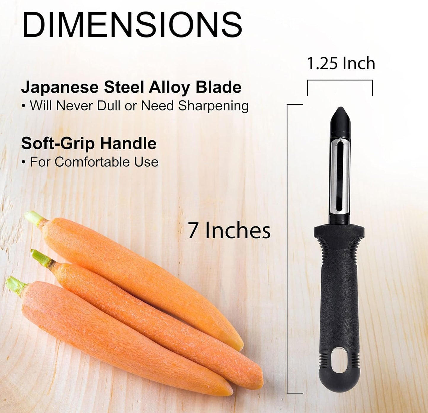 HIC Kitchen Swivel Peeler with Soft-Grip Handle, Japanese Steel Blade