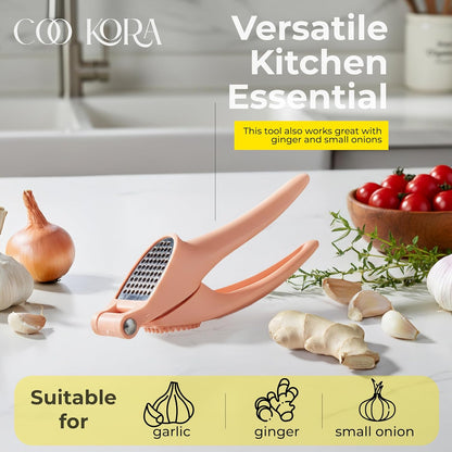 Garlic Press Stainless Steel – Heavy Duty Garlic Mincer & Crusher, Ergonomic Handle, Easy to Clean Kitchen Tool Dishwasher Safe