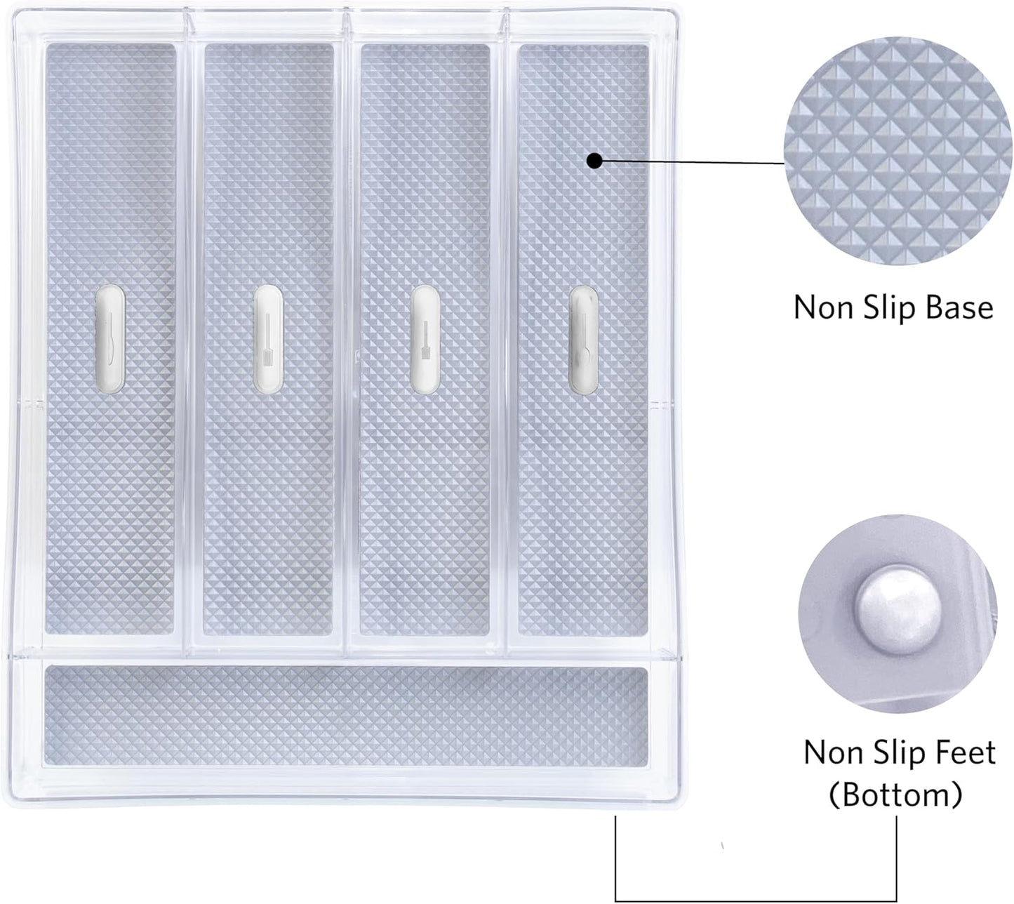 Glad Silverware & Utensil Drawer Organizer - Divided Clear Plastic Storage Tray with 5 Compartments for Kitchen Flatware and Cutlery - BPA Free, Food Safe, Non Slip, 11x13 inches
