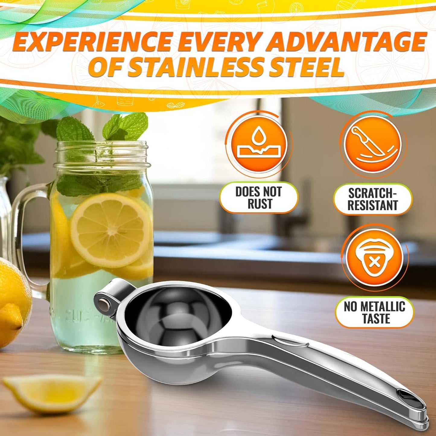 Hand Juicer Squeezer with Ergonomic Heavy Duty Handle – 20 oz Bowl Aluminum Lemon Juicer with Pour Spout for Mess-Free Pouring - Manual Citrus Press for Lemon, Orange, Lime, Grapefruit, Pomegranate