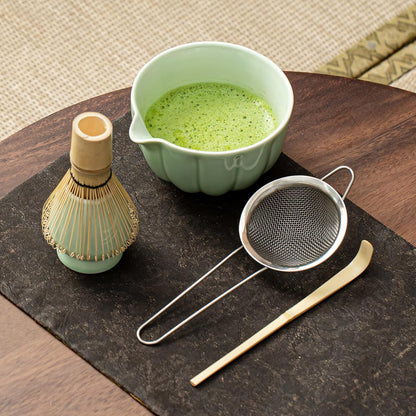 Matcha Whisk Set, Matcha Set Includes Ceramic Matcha Bowl, Bamboo Whisk, Scoop, Chasen Holder, Sifter, 5 Pcs Perfect Matcha Kit for Matcha Lover (Pearl White)