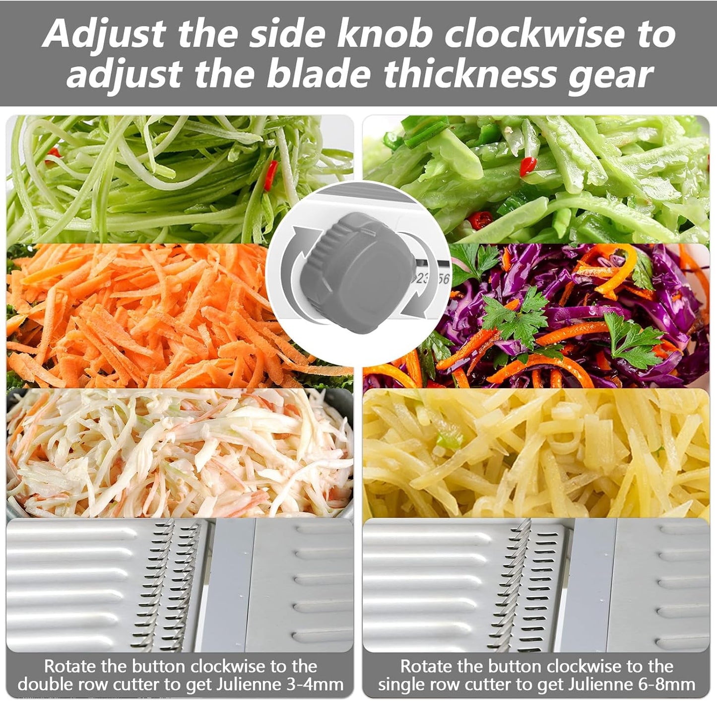 Mandoline Slicer for Kitchen, Adjustable Stainless Steel Mandoline Food Slicer, Onion Potato Cucumber Tomato Carrot Vegetable Fruit Slicer, Mandolin Veggie Cutter with Food Holder, Green