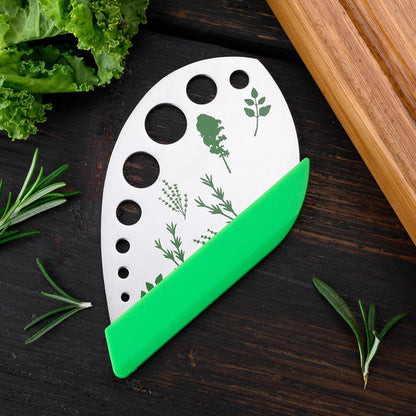 9 Holes Herb Leaf Stripper and Herb Cutter 2 in 1, Stainless Steel Fresh Herb Leaf Cilantro Chopper Stripping Tool