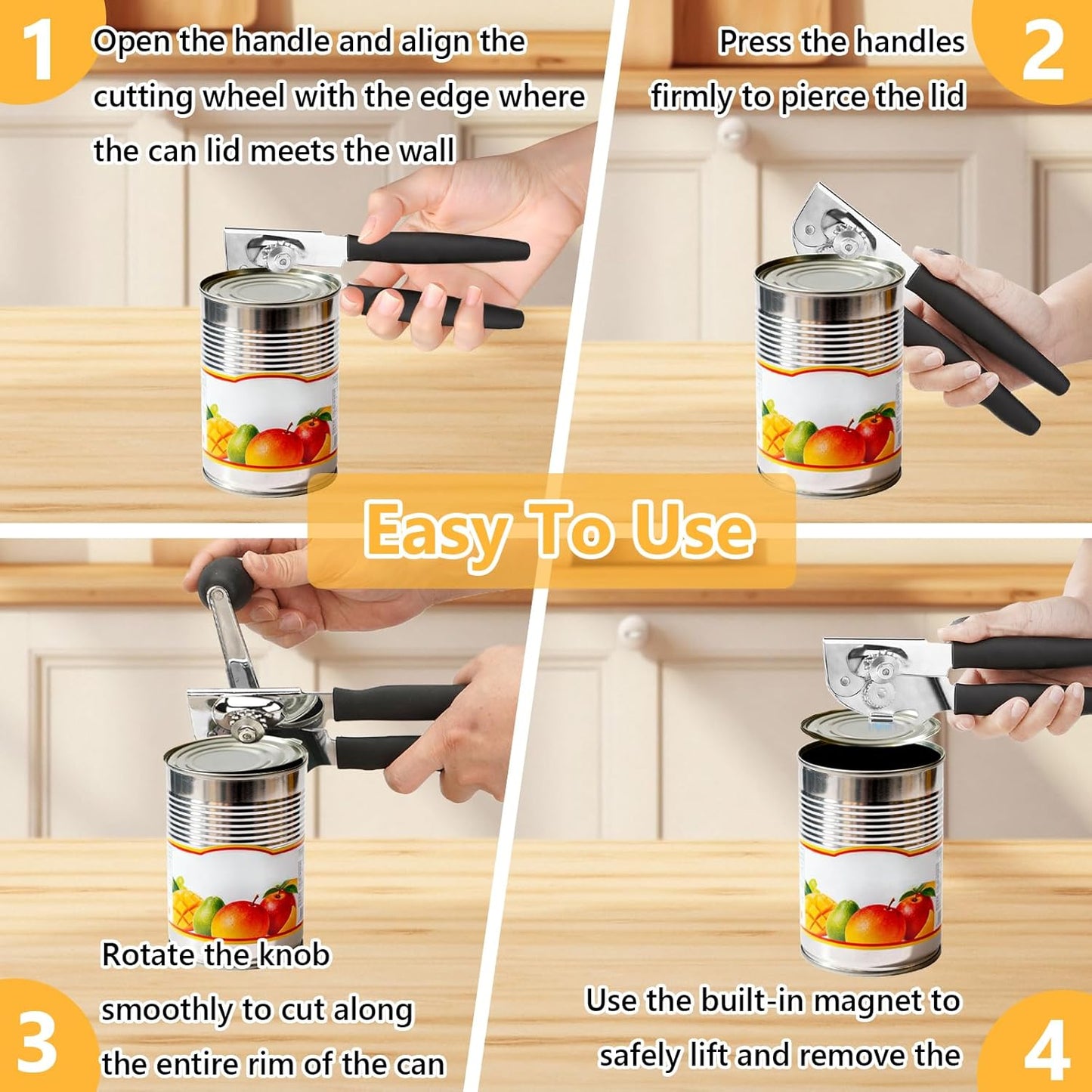 Heavy Duty Commercial Can Opener - Hand Crank Can Opener Swing Away Manual Can Opener with Magnet and Easy Turn Crank,Smooth Edge,Seniors Aid Tools for Restaurant,Home,Outdoor