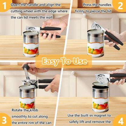Heavy Duty Commercial Can Opener - Hand Crank Can Opener Swing Away Manual Can Opener with Magnet and Easy Turn Crank,Smooth Edge,Seniors Aid Tools for Restaurant,Home,Outdoor