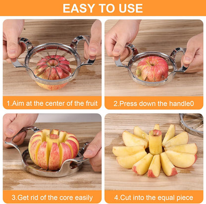 Apple Slicer with 12 Blades Extra Large Heavy Duty Stainless Steel Apple Corer, Dishwasher Safe Easy to Use Sharp Apple Slicer and Corer for Vegetables, Fruit and Pineapple