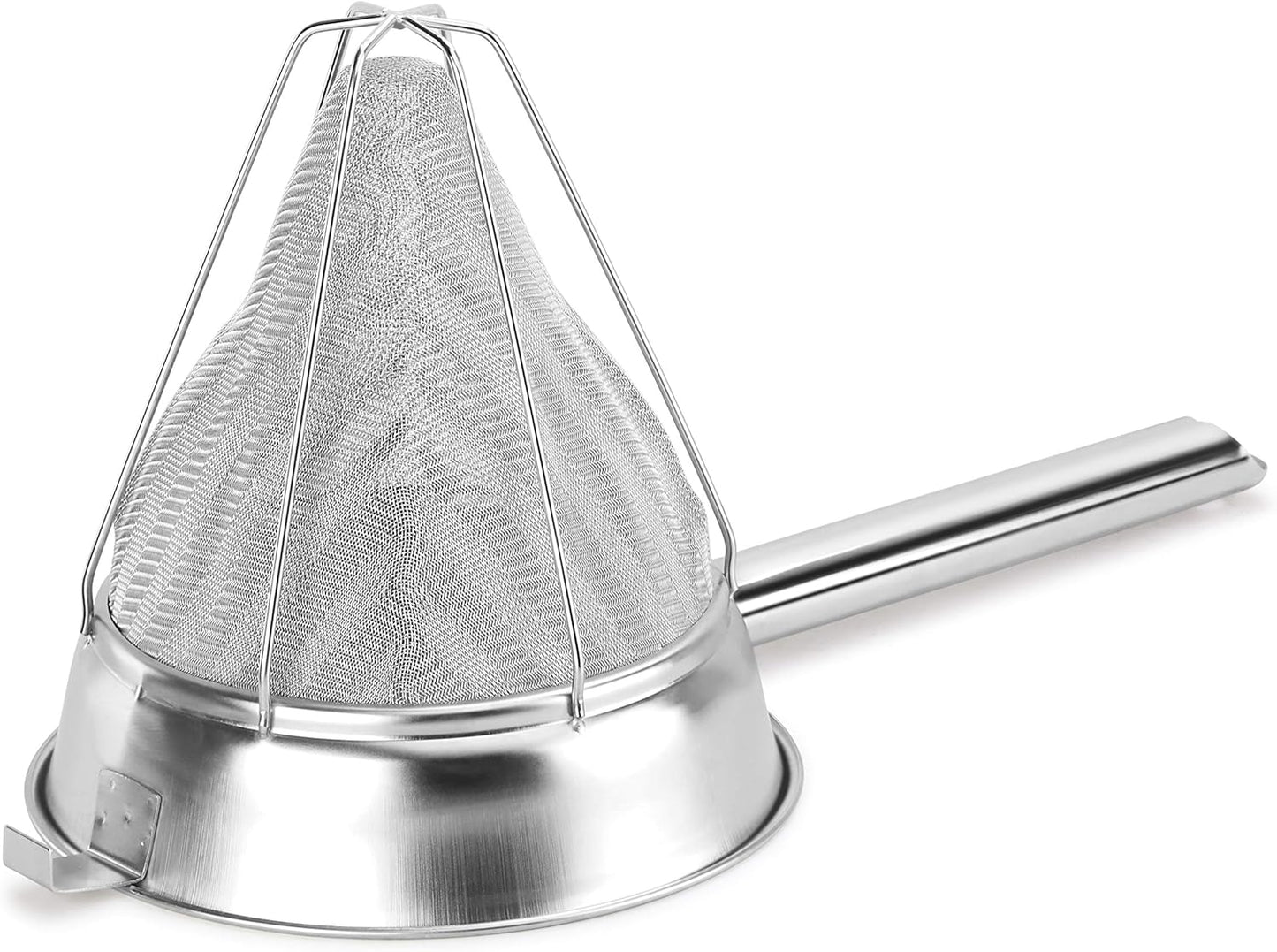 New Star Foodservice Chinois Mesh Strainer, Stainless Steel, Reinforced, Extra Fine Mesh, 10-Inch