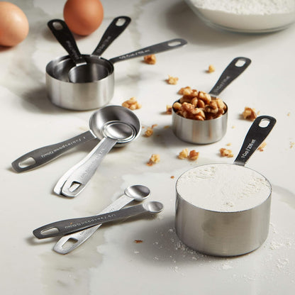 husMait Stainless Steel Measuring Cups & Spoons - 10 Piece Heavy Duty Measuring Cups & Spoons Set for Dry Foods, Spices or Liquids