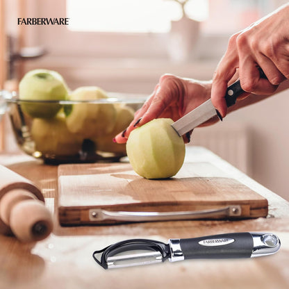 Farberware Pro2 Vegetable Peeler, Euro Peeler with Razor-Sharp Stainless Steel Blade, Swivel Peeler for Potatoes, Fruits, and Vegetables, Built-In Bud Remover, Dishwasher Safe