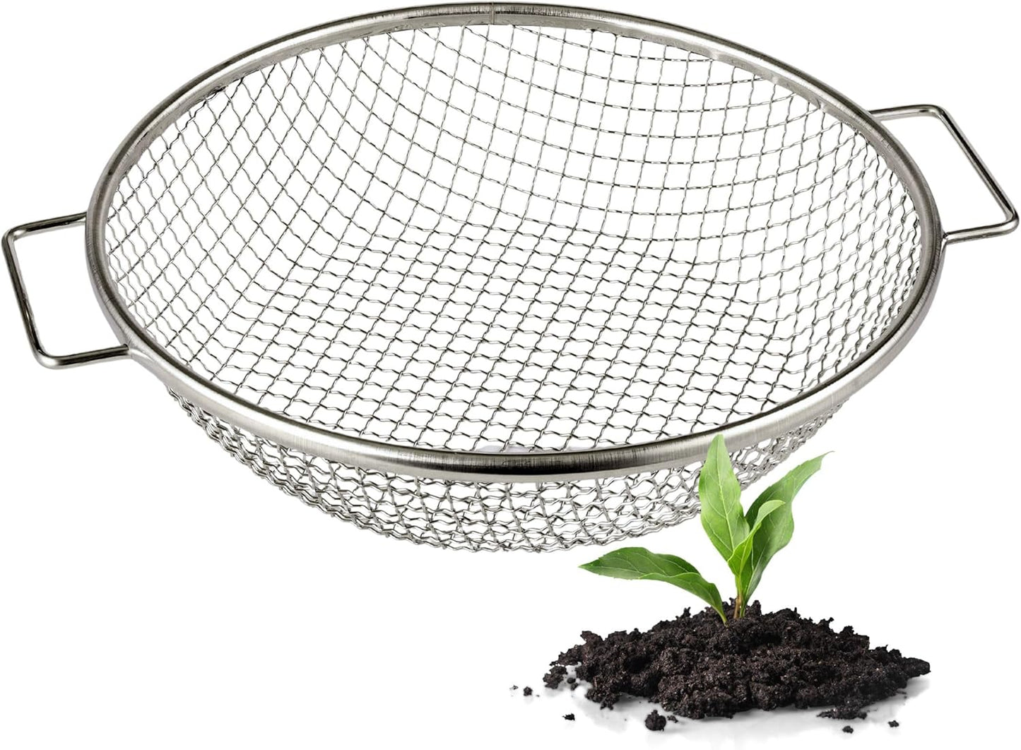 Round Soil Sifter for 5-Gallon Bucket (1/4-inch Mesh), Stainless Steel Garden Sieve with Handles