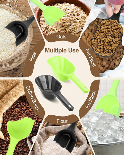 Dog-Cat Food-Scoop Measuring-Cup,1 Cup Capacity Versatile Plastic Pet Food Scoop with Measuring Lines 1 Cup and 1/2 Cup for Precise Portion Control (2, Blue and Pink)