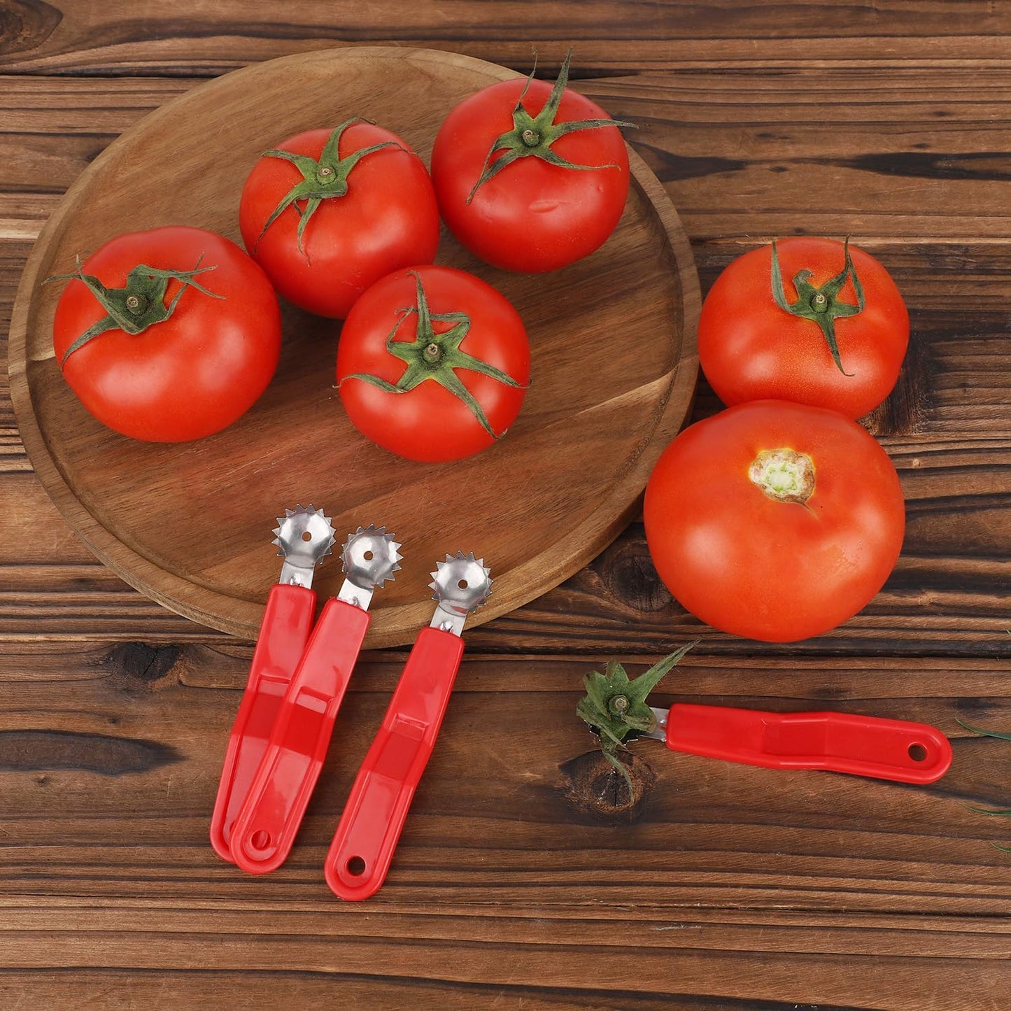 4pcs Tomato Corer Tools, Stainless Steel Strawberry Huller Fruit & Vegetable Stem Remover Practical Kitchen Tool for Dessert & Salad Prep