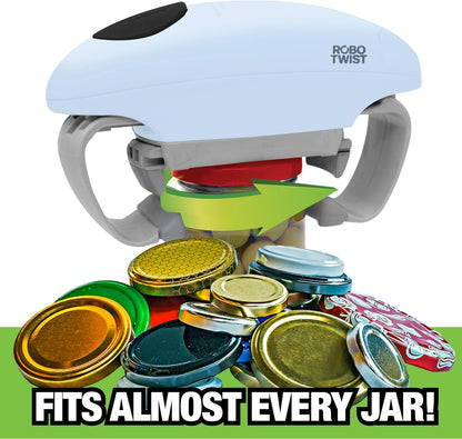 Robotwist Higher Torque Electric Jar Opener for Weak Hands, Automatic Lid Opener for Seniors with Arthritis, One Touch Battery Operated, Hands-Free, Fits 1.2-3.5" Jars, Deluxe Model, Sage Green