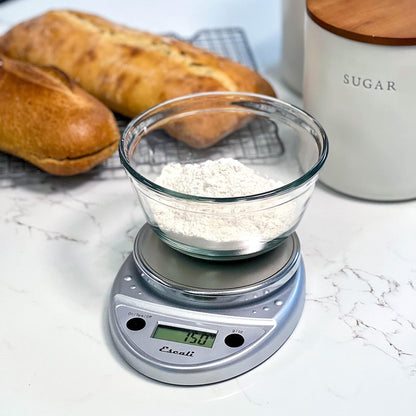 Escali Primo Digital Food Scale Multi-Functional Kitchen Scale and Baking Scale for Precise Weight Measuring and Portion Control, 8.5 x 6 x 1.5 inches, Black