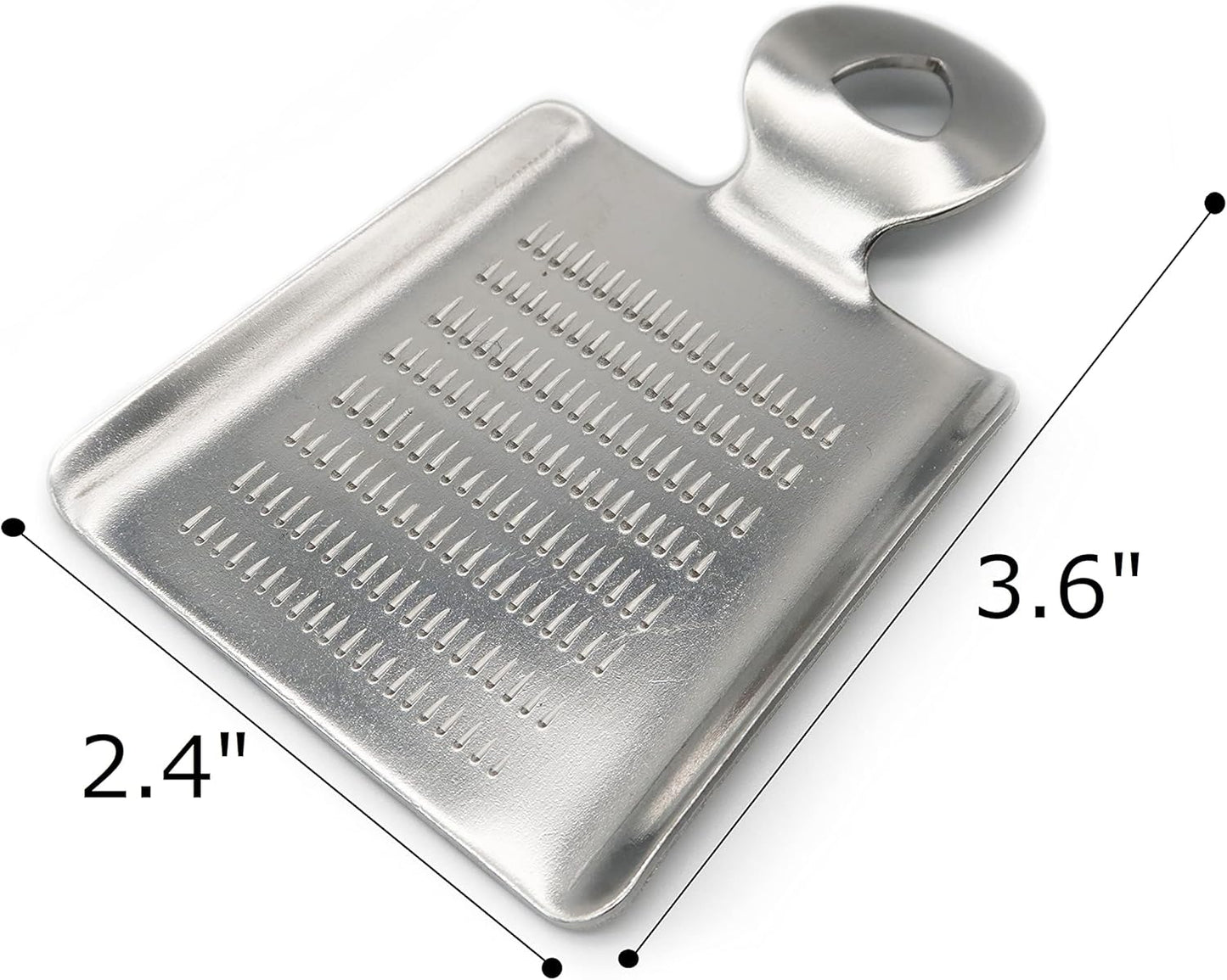Mini Grater for Small Portion of Whole Nutmeg, Cinnamon Sticks, Fresh Turmeric, Ginger, Garlic, Wasabi, etc. Stainless Steel, Made in Japan Silver 3.6 inch x 2.4 inch x 0.3 inch 00023-110