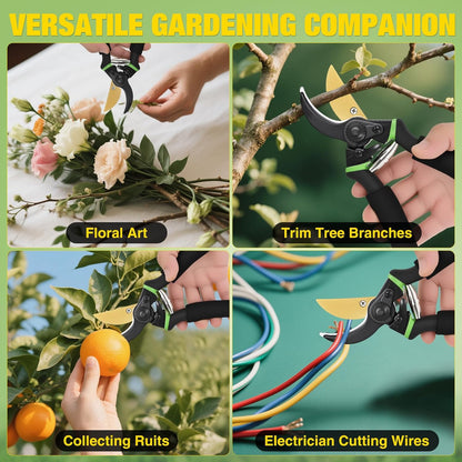 Yesker Pruning Shears Garden Shears 7.8" Professional Garden Scissors Sharp 65 Manganese Steel Blade Heavy Duty Clippers Hand Pruners for Cutting Fresh Flowers Branch Plant Trimming Gardening Tools