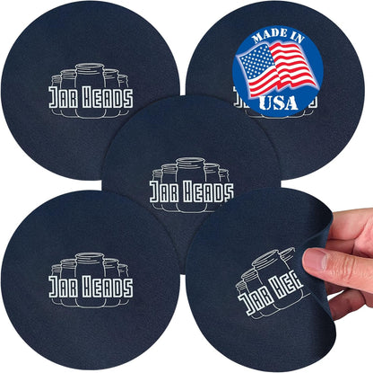 JAR HEADS Rubber Jar Opener Gripper Pad 2 Pack - Thick 5 Inch Grippers for Opening Jars Made in the USA - Jar Opener for Weak Hands & Seniors with Arthritis
