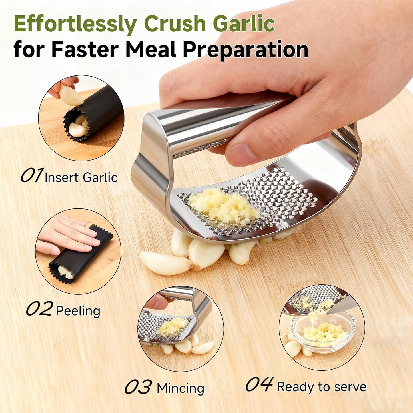 Built-in Bottle Opener Garlic Press Rocker Set Stainless Steel And All-in-One Kitchen Vegetable Peeler, Premium peelers For Kitchen - Ideal For Potato, Apple, Carrot, Fruit And More