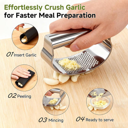 Built-in Bottle Opener Garlic Press Rocker Set Stainless Steel And All-in-One Kitchen Vegetable Peeler, Premium peelers For Kitchen - Ideal For Potato, Apple, Carrot, Fruit And More