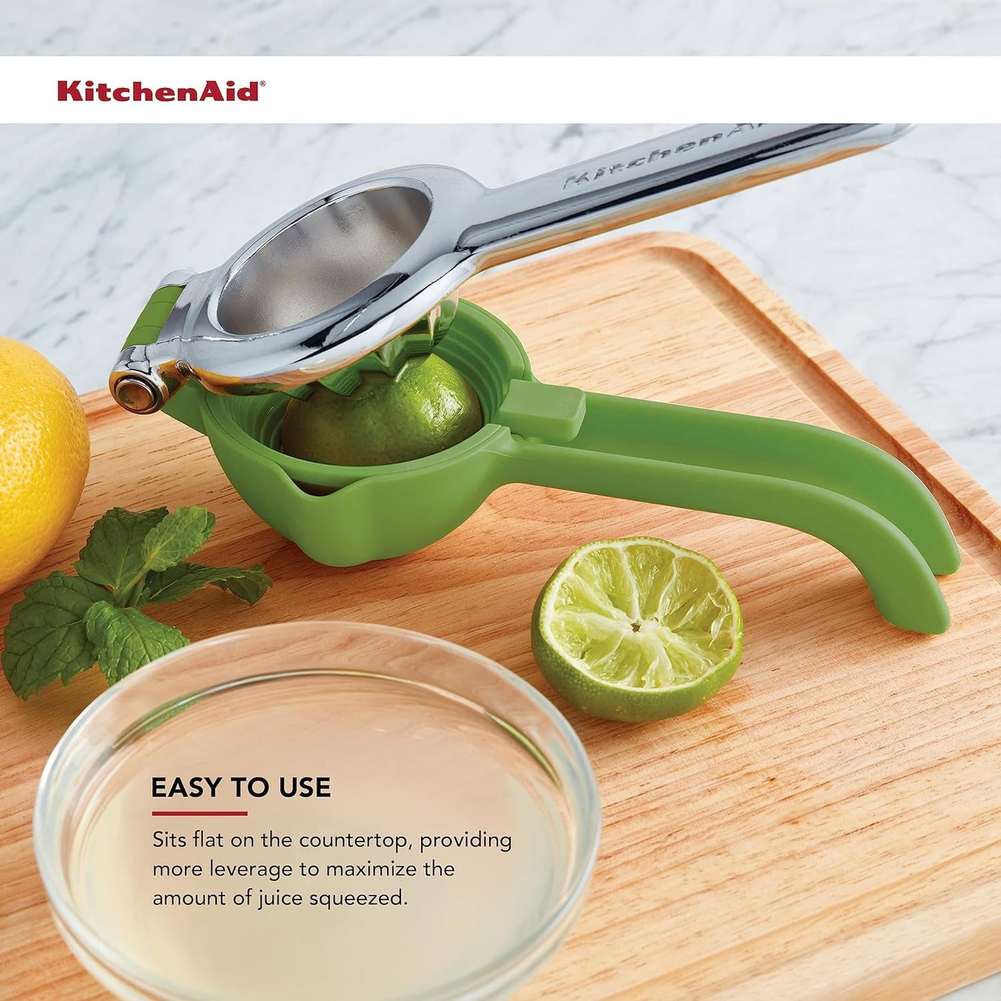KitchenAid Citrus Juice Press Squeezer for Lemons and Limes with Seed Catcher and Pour Spout, Lemon, 8 Inch