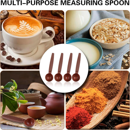 Coffee Scoops with Bag Clip,Coffee Scoops For Ground Coffee 2 Tbsp (30ml) Long Handle Tablespoon Measuring Spoons Multifunctional Plastic Scoops For Measuring Coffee,Drinks (4 Pack,Brown)
